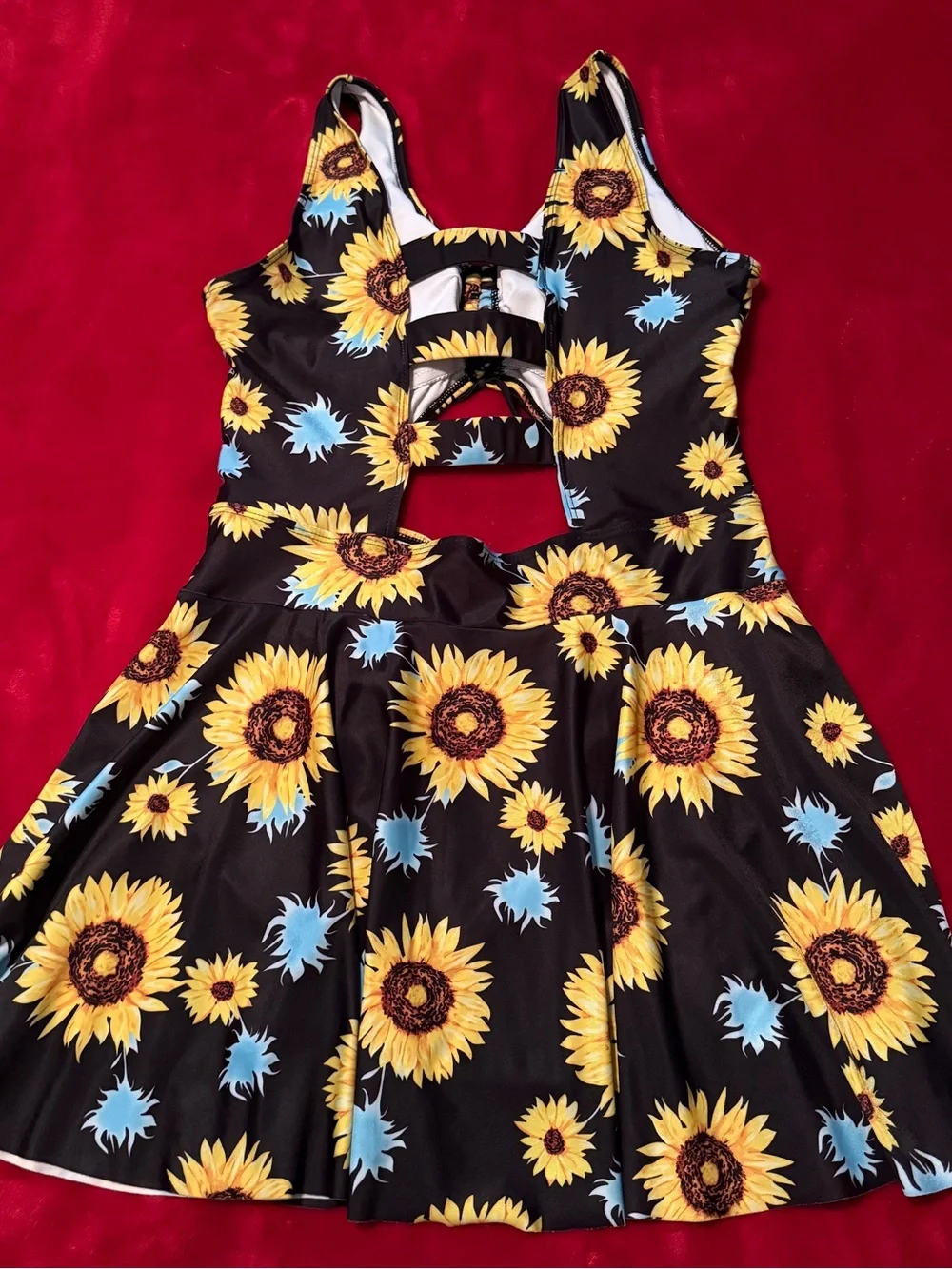 ESPRLIA Sunflower Swim Dress One Piece Swimsuit Cutout 1XL